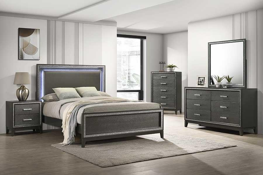Tama Grey LED Panel Bedroom Set