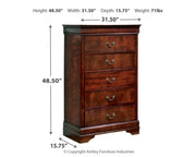 Alisdair Brown Queen Sleigh Bed, Dresser, Chest and Nightstand from Ashley - Lara Furniture
