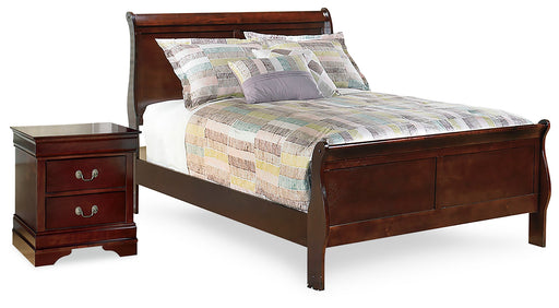 Alisdair Reddish Brown Full Sleigh Bed and Nightstand from Ashley - Lara Furniture