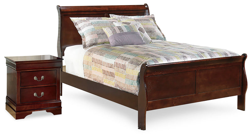 Alisdair Reddish Brown Full Sleigh Bed and Nightstand from Ashley - Lara Furniture