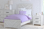 Cayboni Whitewash Twin Panel Bed -  Ashley - Lara Furniture