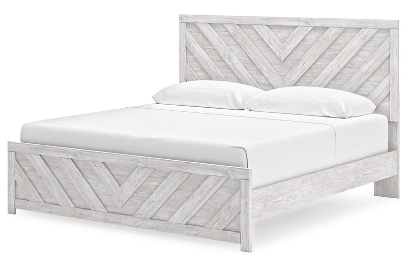 Cayboni Whitewash King Panel Bed -  Ashley - Lara Furniture