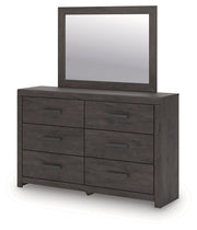 Prendonea Dark Charcoal King Panel Bed, Dresser, Mirror and Nightstand from Ashley - Lara Furniture