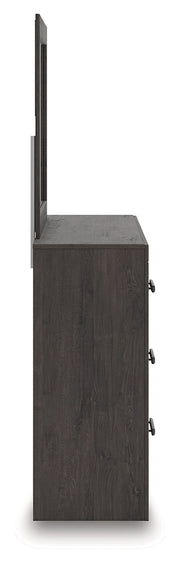 Prendonea Dark Charcoal King Panel Bed, Dresser, Mirror and Nightstand from Ashley - Lara Furniture