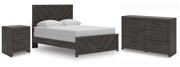 Prendonea Dark Charcoal Queen Panel Bed, Dresser and Nightstand from Ashley - Lara Furniture
