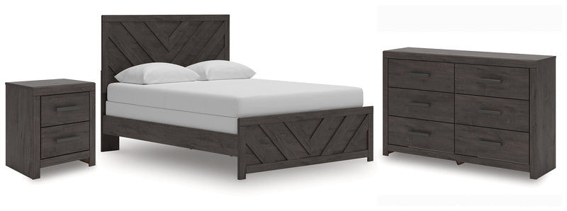 Prendonea Dark Charcoal Queen Panel Bed, Dresser and Nightstand from Ashley - Lara Furniture