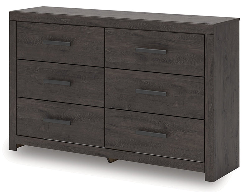 Prendonea Dark Charcoal Queen Panel Bed, Dresser and Nightstand from Ashley - Lara Furniture