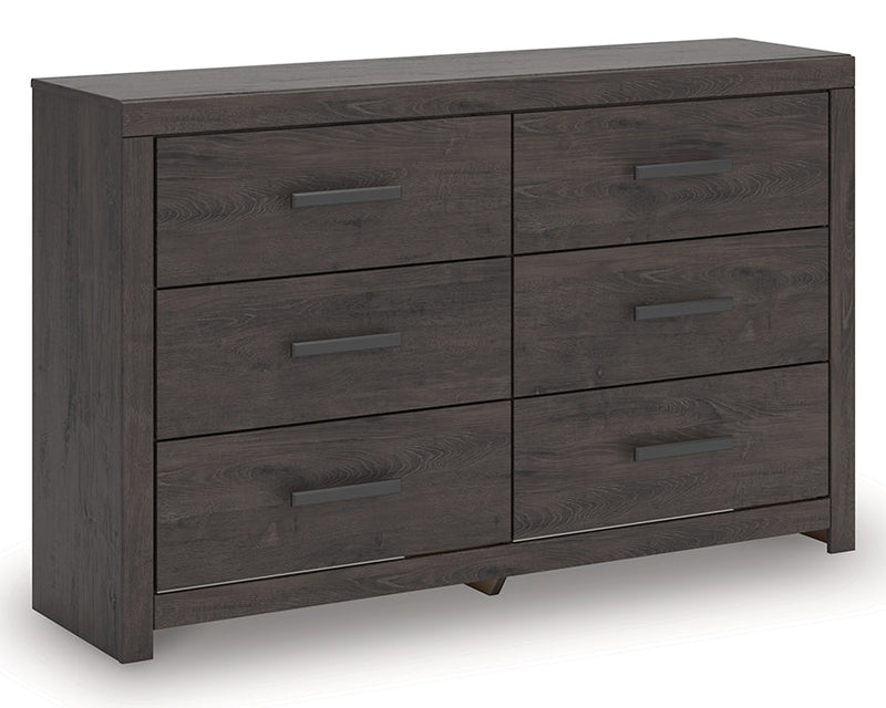 Prendonea Dark Charcoal Queen Panel Bed, Dresser and Nightstand from Ashley - Lara Furniture