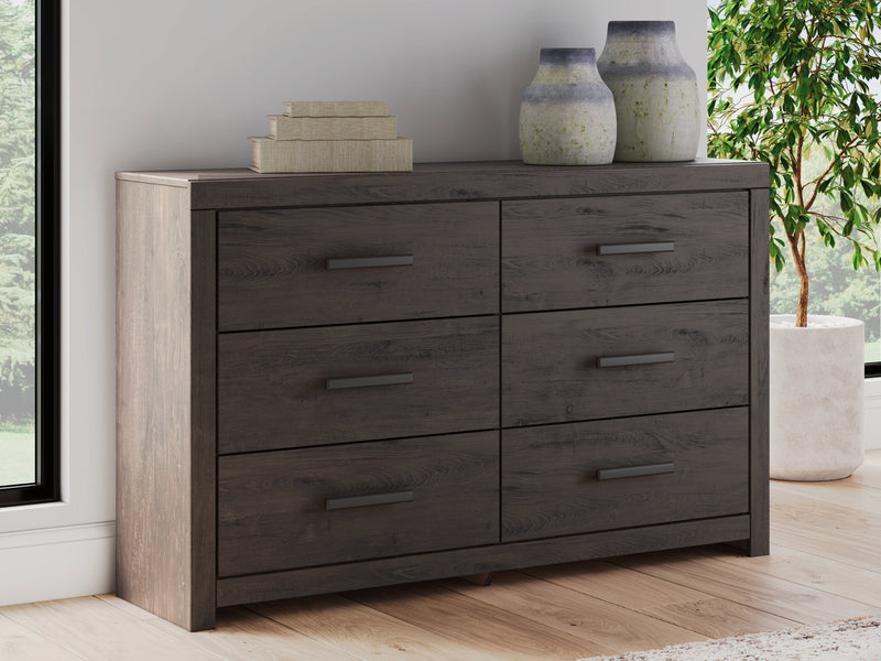 Prendonea Dark Charcoal Queen Panel Bed, Dresser and Nightstand from Ashley - Lara Furniture