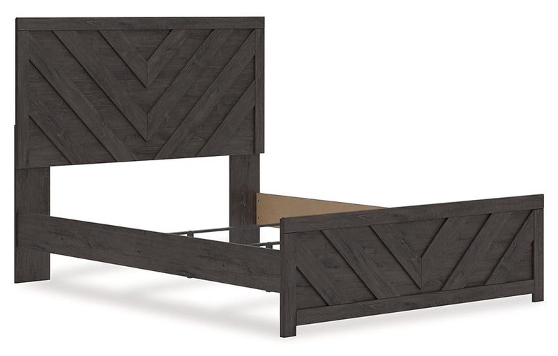 Prendonea Dark Charcoal Queen Panel Bed, Dresser and Nightstand from Ashley - Lara Furniture