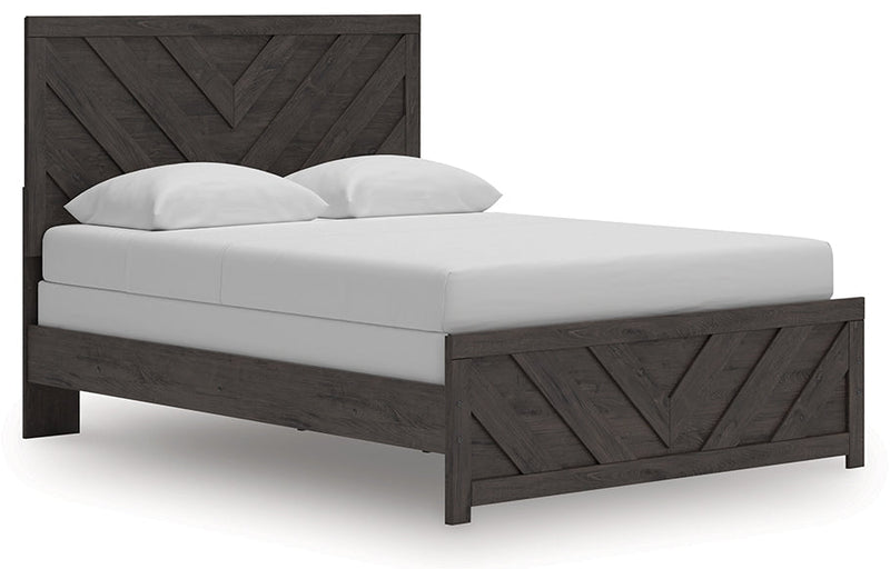 Prendonea Dark Charcoal Queen Panel Bed, Dresser, Mirror and Nightstand from Ashley - Lara Furniture