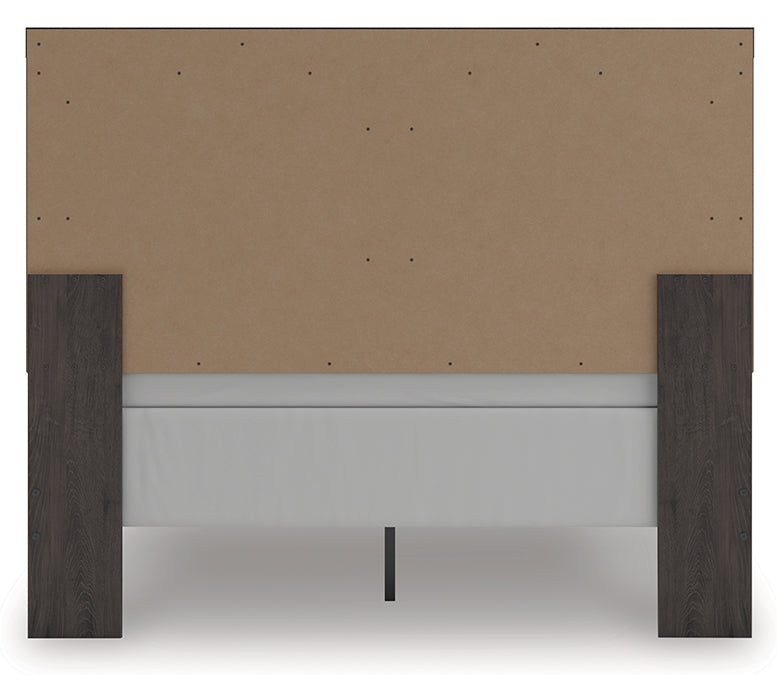 Prendonea Dark Charcoal Queen Panel Bed, Dresser, Mirror and Nightstand from Ashley - Lara Furniture