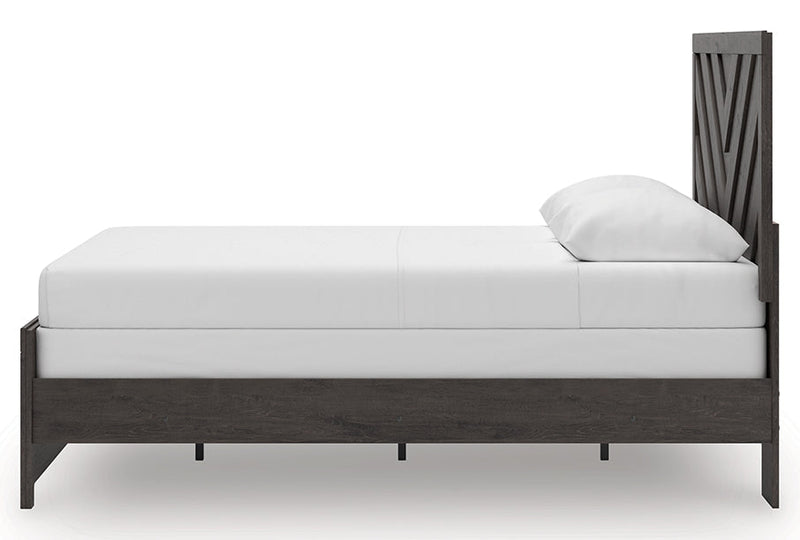 Prendonea Dark Charcoal Queen Panel Bed, Dresser and Nightstand from Ashley - Lara Furniture