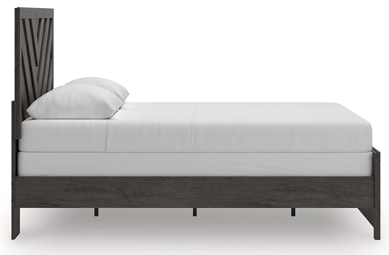Prendonea Dark Charcoal Queen Panel Bed, Dresser and Nightstand from Ashley - Lara Furniture