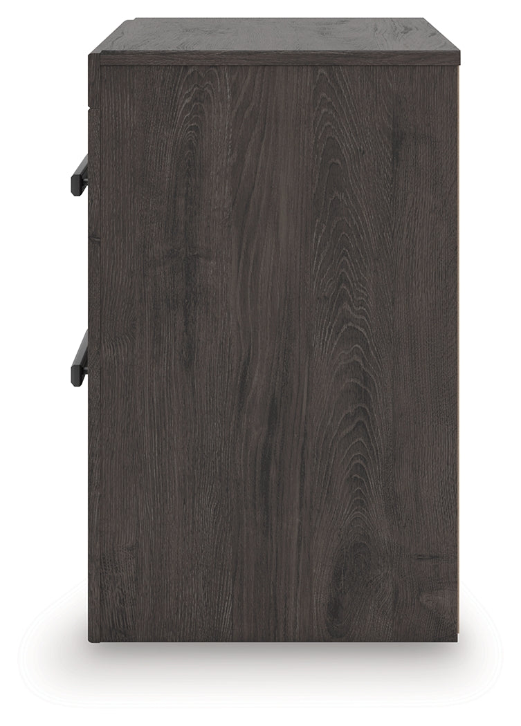 Prendonea Dark Charcoal King Panel Bed, Dresser, Mirror and Nightstand from Ashley - Lara Furniture