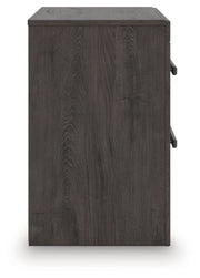 Prendonea Dark Charcoal Queen Panel Bed, Dresser, Mirror and Nightstand from Ashley - Lara Furniture