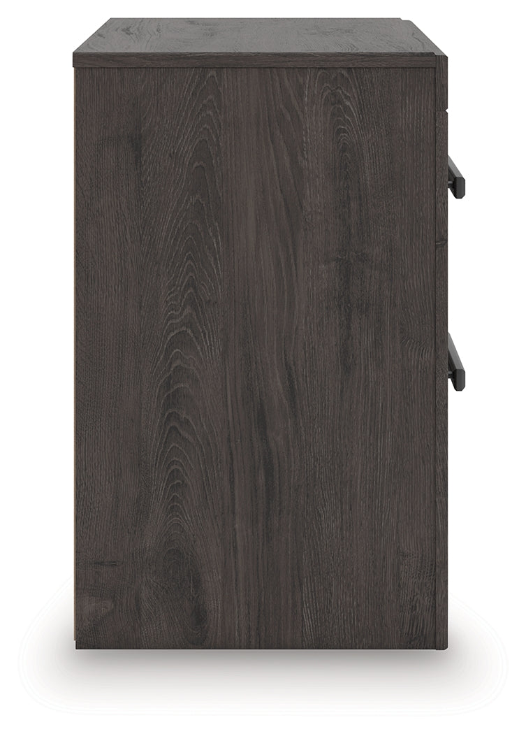 Prendonea Dark Charcoal Queen Panel Bed, Dresser, Mirror and Nightstand from Ashley - Lara Furniture