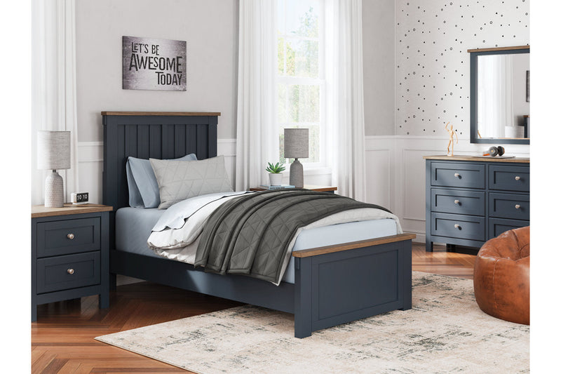 Landocken Brown/Blue Twin Panel Bed -  Ashley - Lara Furniture