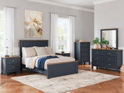 Landocken Full Panel Bed, Dresser and Mirror in Brown/Blue from Ashley - Lara Furniture