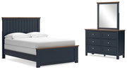 Landocken Full Panel Bed, Dresser and Mirror in Brown/Blue from Ashley - Lara Furniture