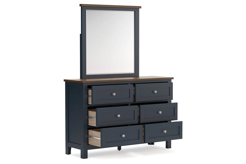 Landocken Brown/Blue Dresser and Mirror -  Ashley - Lara Furniture