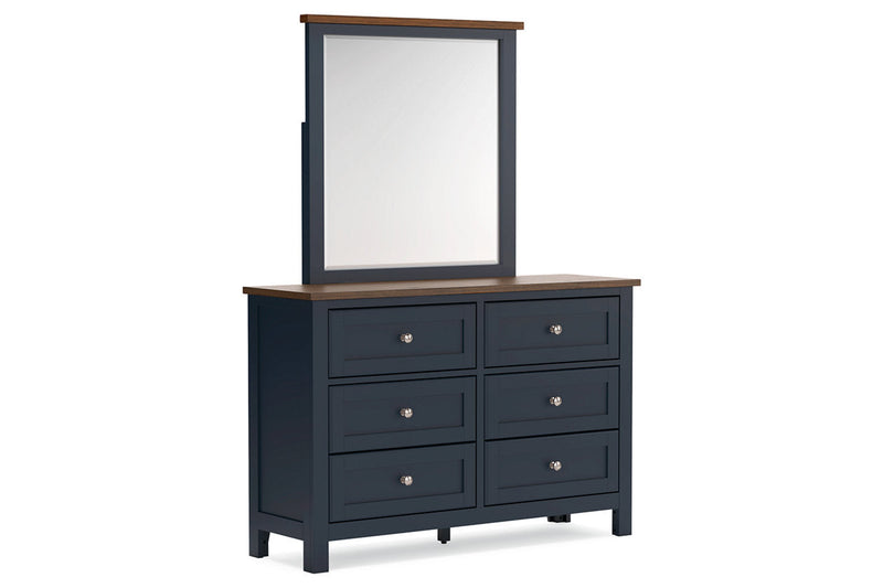 Landocken Brown/Blue Dresser and Mirror -  Ashley - Lara Furniture