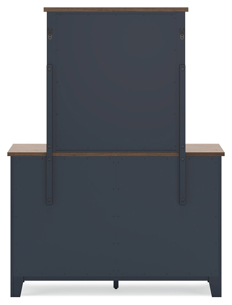 Landocken Full Panel Bed, Dresser and Mirror in Brown/Blue from Ashley - Lara Furniture