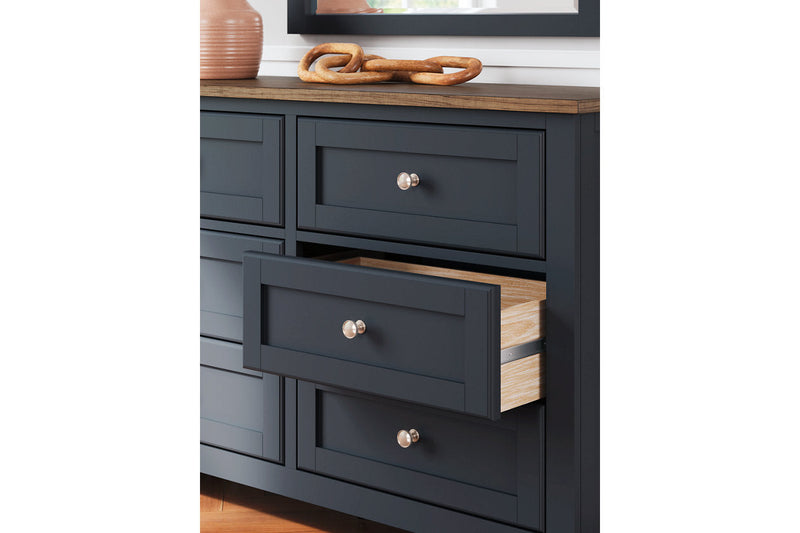 Landocken Brown/Blue Dresser and Mirror -  Ashley - Lara Furniture