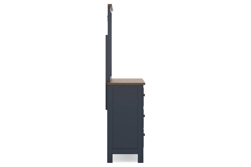 Landocken Brown/Blue Dresser and Mirror -  Ashley - Lara Furniture