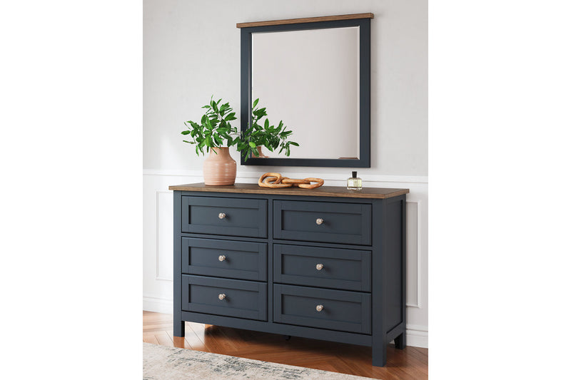 Landocken Brown/Blue Dresser and Mirror -  Ashley - Lara Furniture