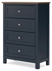 Landocken Brown/Blue Twin Panel Bed, Chest and Nightstand from Ashley - Lara Furniture