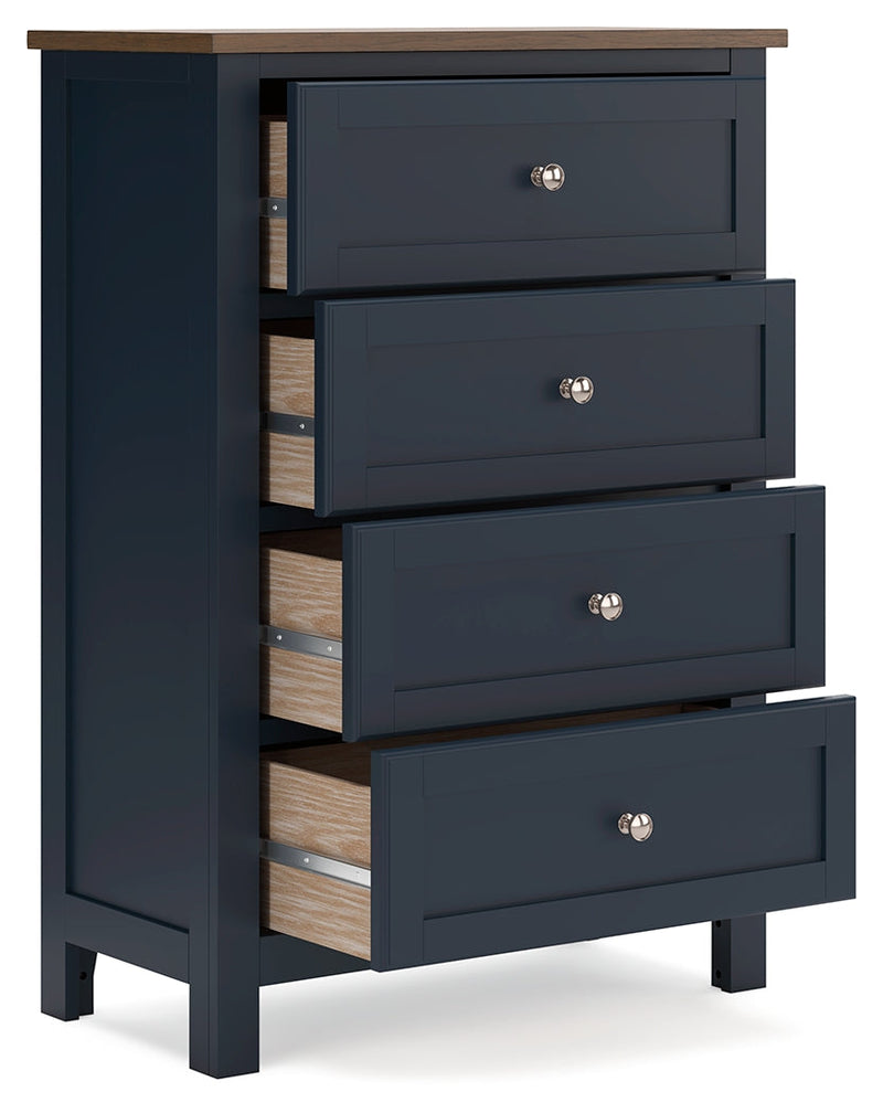 Landocken Brown/Blue Twin Panel Bed, Chest and Nightstand from Ashley - Lara Furniture