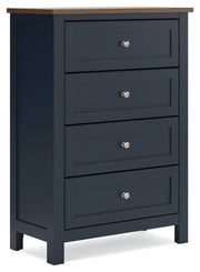 Landocken Brown/Blue Twin Panel Bed, Chest and Nightstand from Ashley - Lara Furniture