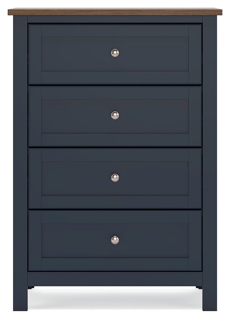Landocken Brown/Blue Twin Panel Bed, Chest and Nightstand from Ashley - Lara Furniture