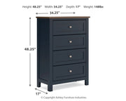 Landocken Brown/Blue Twin Panel Bed, Chest and Nightstand from Ashley - Lara Furniture
