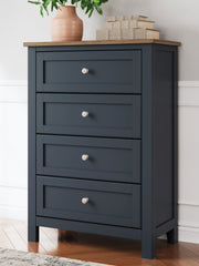 Landocken Brown/Blue Twin Panel Bed, Chest and Nightstand from Ashley - Lara Furniture