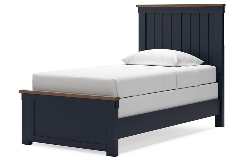 Landocken Brown/Blue Twin Panel Bed -  Ashley - Lara Furniture