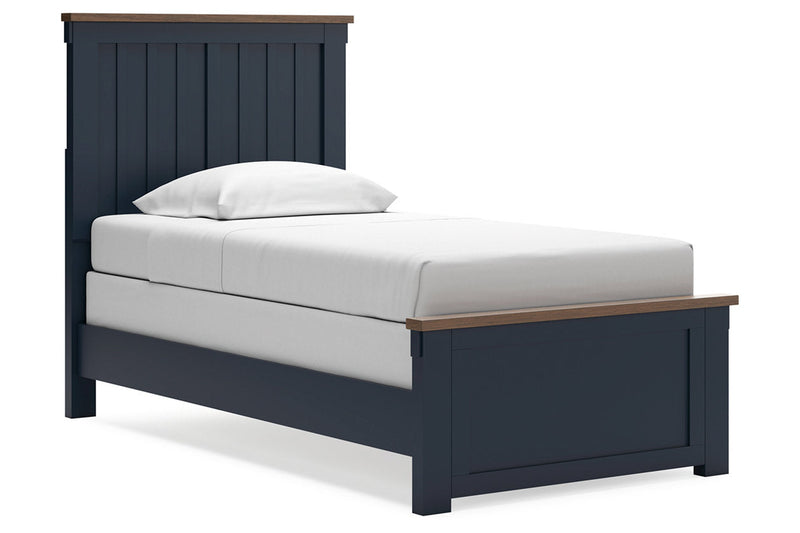 Landocken Brown/Blue Twin Panel Bed -  Ashley - Lara Furniture