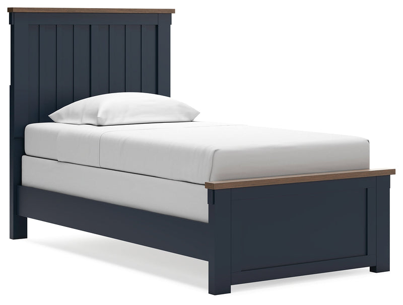 Landocken Brown/Blue Twin Panel Bed, Chest and Nightstand from Ashley - Lara Furniture