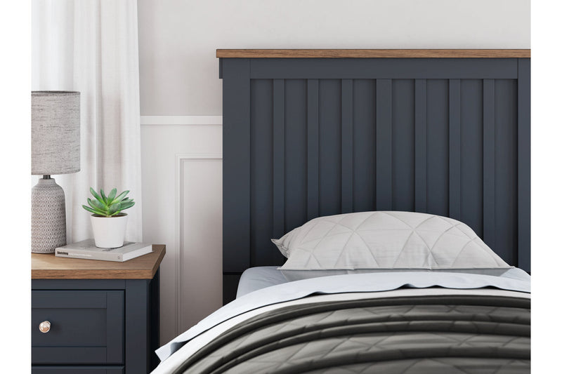 Landocken Brown/Blue Twin Panel Bed -  Ashley - Lara Furniture