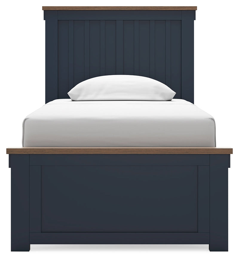 Landocken Brown/Blue Twin Panel Bed, Chest and Nightstand from Ashley - Lara Furniture