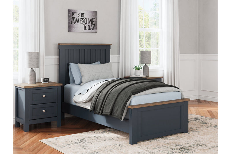 Landocken Brown/Blue Twin Panel Bed -  Ashley - Lara Furniture