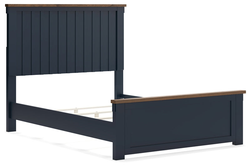 Landocken Full Panel Bed, Dresser and Mirror in Brown/Blue from Ashley - Lara Furniture