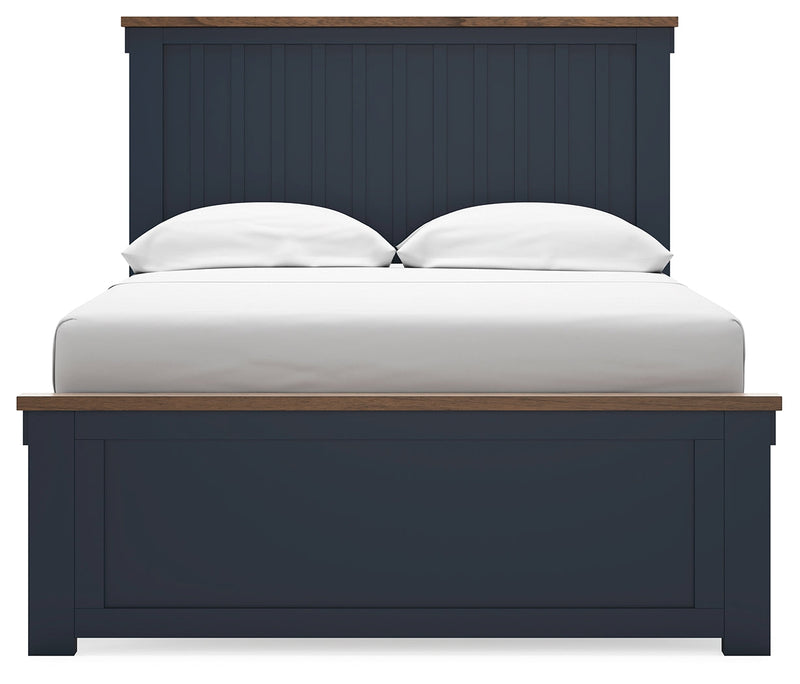 Landocken Full Panel Bed, Dresser and Mirror in Brown/Blue from Ashley - Lara Furniture