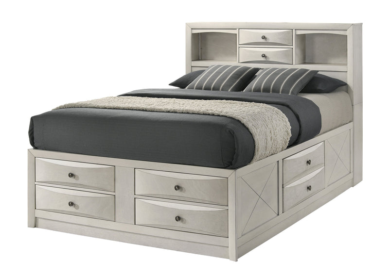 Emily White Queen Storage Platform Bed from Crown Mark - Lara Furniture