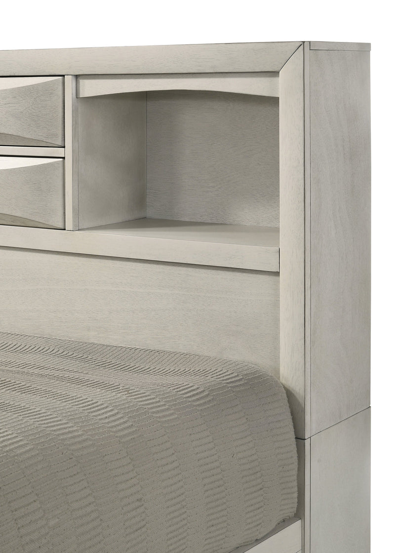 Emily White Storage Platform Bedroom Set from Crown Mark - Lara Furniture
