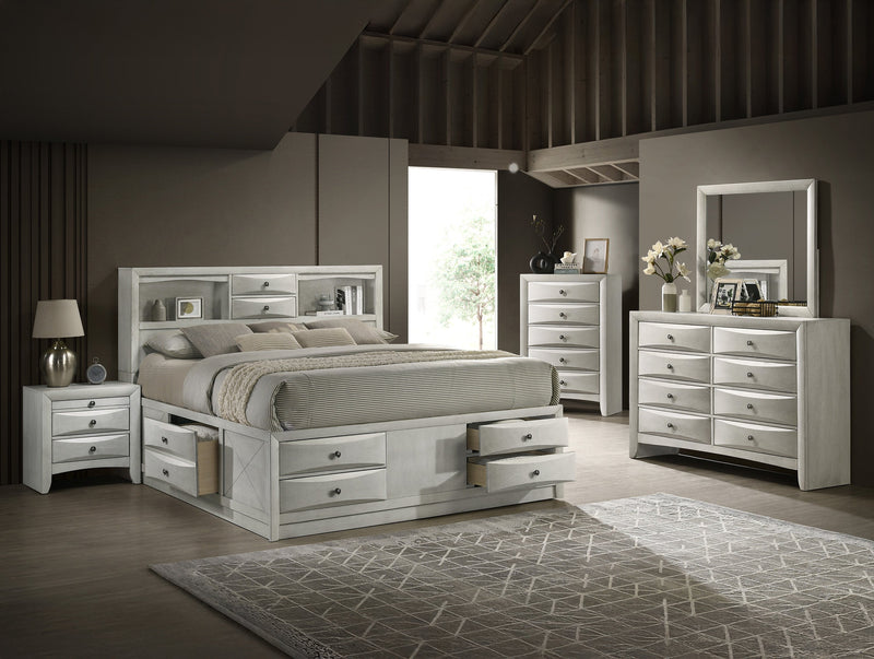 Emily White King Storage Platform Bed from Crown Mark - Lara Furniture