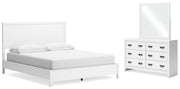 Binterglen White California King Panel Bed with Mirrored Dresser from Ashley - Lara Furniture