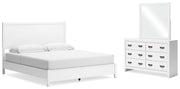 Binterglen White King Panel Bed with Mirrored Dresser from Ashley - Lara Furniture