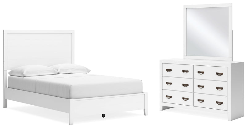 Binterglen White Full Panel Bed with Mirrored Dresser from Ashley - Lara Furniture